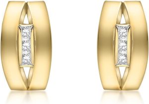 carisma CARISSIMA Women's 9 ct Yellow Gold Cubic Zirconia Three Band Earrings