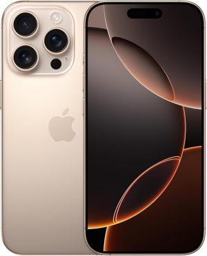iphone Apple iPhone 16 Pro 256 GB: 5G Mobile phone with Apple Intelligence, Camera Control, 4K 120 fps Dolby Vision and a Huge Leap in Battery Life. Works with AirPods; Desert Titanium