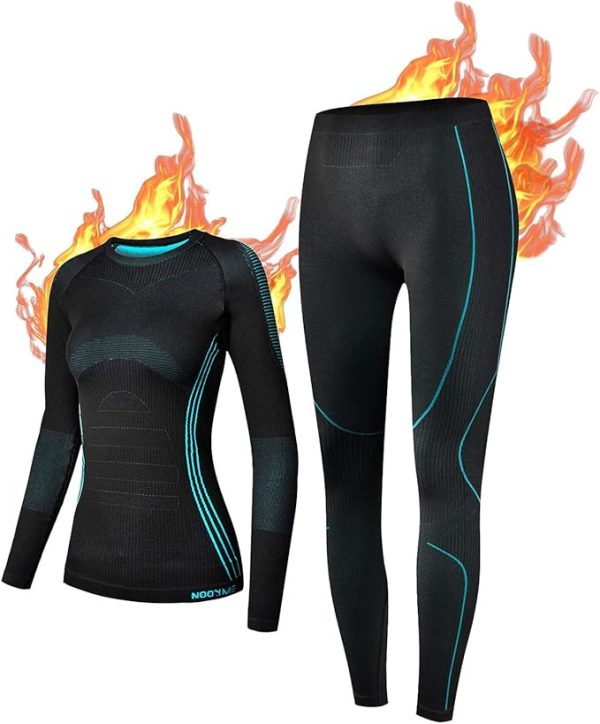 NOOYME Thermal Base Layer Women, Ski Base Layers Women, Ladies Thermal Clothing & Leggings Quick Dry Thermal Underlayer Women Ladies Thermal Underwear Set