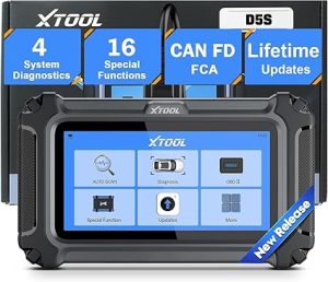 OBD2 Scanner, 2025 XTOOL D5S Car Diagnostic Tool for 4 Systems Engine/ABS/SRS/Transmission, 16 Resets on Oil/Brake/SAS/BMS/ABS/DPF/TPMS/Throttle, Full OBD2 Functions, FCA/CAN FD, Lifetime Free Update