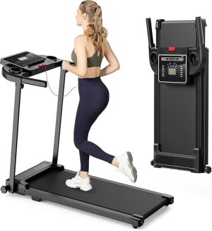 Treadmill Walking Pad Running Machine - Treadmills for Home Foldable Under Desk Treadmill with Handle Folding for Heavy People Foldaway Portable Compact Indoor Flat 10Km/h Electric Machines
